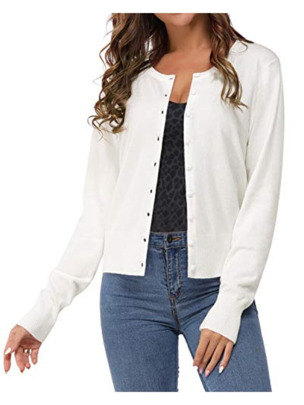 Women's Button Down Long Sleeve Knit Cardigan Sweater Lightweight Soft